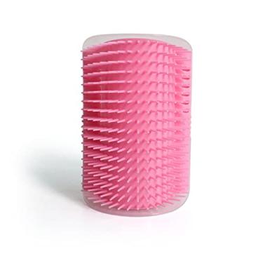 Imagem de CRHAYSM Dispositivo de autobeleza de gato, com massagem de canto de gato macia de menta de gato, escova de gato para limpar o rosto, com pente de cócegas, produtos de beleza para animais de estimação, rosa