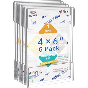 Imagem de Niubee Suporte de placa de acrílico de 10 x 15 cm com fita adesiva dupla face para escritório, casa, loja, restaurante, sem perfuração - vertical (pacote com 6)