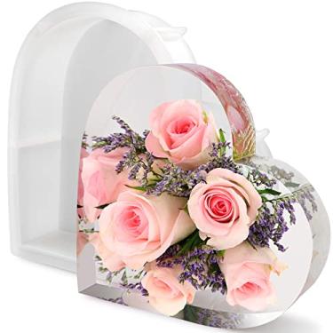 Imagem de Moldes grandes de silicone para resina, molde de resina epóxi de coração para preservação de flores, molde de coração de resina, molde de coração grande para fundição de resina, de casamento, dia das mães, decoração de casa