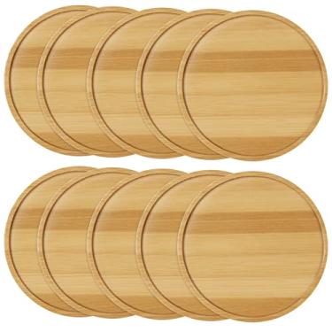 Imagem de ZOEYES 10 pacotes de pires de plantas de bambu de 15 cm, bandeja de vaso de planta redonda, bandejas grandes de plantas de bambu, bandeja de drenagem para suporte de vaso de vaso para plantas internas ao ar livre flores vasos de cacto suculentas