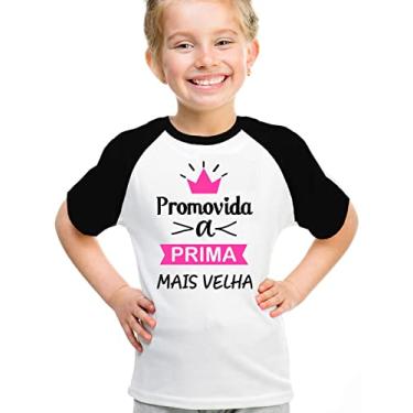 Imagem de Camiseta infantil promovida a prima mais velha camisa primo Cor:Preto;Tamanho:12