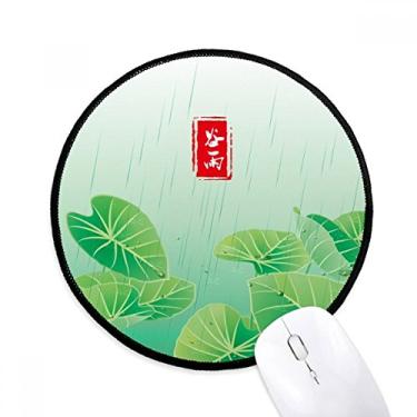 Imagem de DIYthinker Tapete de mouse circular Rain Twenty Four Solar Term Desktop Office Tapete redondo para computador