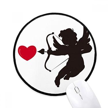 Imagem de Cupido Angel Love Heart Pattern Mouse Pad Desktop Office Tapete Redondo para Computador