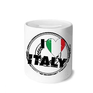 Imagem de DIYthinker I Love Italy Word Flag Love Heart Pattern Money Box Saving Banks Ceramic Coin Case Kids Adults
