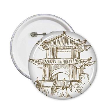 Imagem de Broche de esboço de madeira de ponto de referência da China para decoração de acessórios 5 peças