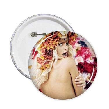 Imagem de Flores nuas decoradas com broches de senhora entusiasmada emblema botão decoração acessório 5 peças