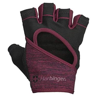 Imagem de Harbinger Flexfit Luvas femininas flexíveis, lavagem e secagem, para halterofilismo com palma de couro acolchoado (par), preto/cinza Merlot, P