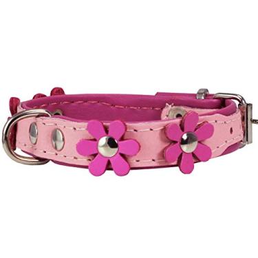 Imagem de Coleira de cachorro com flores de margarida de couro realDogs My Love 7"-8" Neck; 1/2" Wide rosa Z-581-9.9