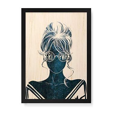 Imagem de Arte Maníacos Quadro Decorativo em Madeira Grl Pwr Óculos - 23x16,25cm (Moldura caixa em laca preta)