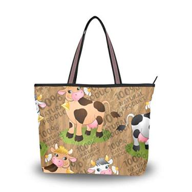 Imagem de Bolsa feminina com alça superior, linda vaca em cores diferentes, bolsa de ombro, Multicolorido., Medium