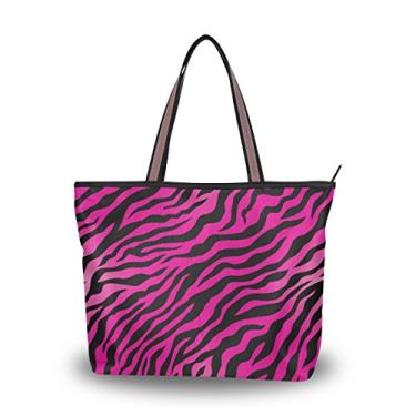 Imagem de ColourLife Bolsa de ombro feminina com pele de animal rosa, Colorido., Large