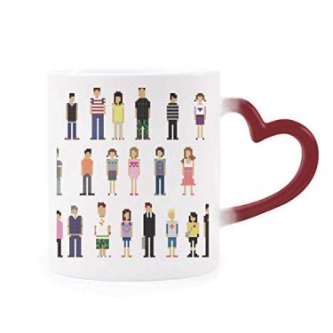 Imagem de Pares de personagens do jogo Caneca sensível ao calor Pixel Copo de grés que muda de cor vermelha