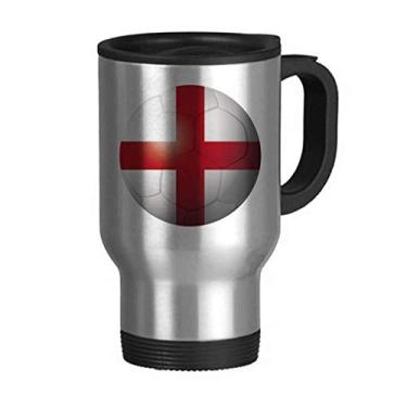 Imagem de Caneca de viagem com bandeira nacional da Inglaterra, futebol americano, tampa flip, copo de carro de aço inoxidável