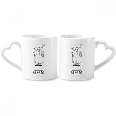 Imagem de Conjunto de canecas de porcelana para casal Hórus do Egito Mamãe Halloween com alça de coração