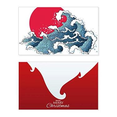 Imagem de Japan Red Sun Sea Aquarela Holiday Holiday Merry Christmas Cartões de parabéns Mensagem de Natal