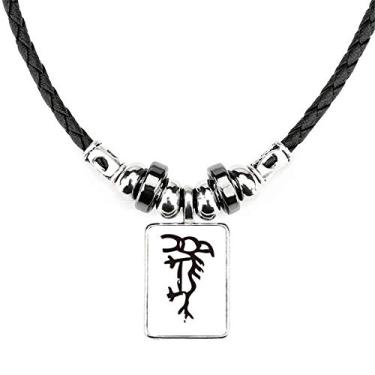 Imagem de DIYthinker Colar de cavalo do zodíaco chinês Bones Inscriptions com pingente de corda de couro