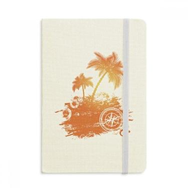 Imagem de Caderno de ilustração de praia com estampa de coqueiro, capa dura em tecido, diário clássico