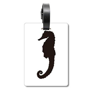 Imagem de Hippocampus Marine Life Bolsa de mala com estampa preta, etiqueta para cartão de bagagem
