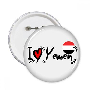Imagem de I Love Yemen Palavra Bandeira Love Coração Ilustração Pinos Redondos Emblema Emblema Acessório Decoração 5 peças