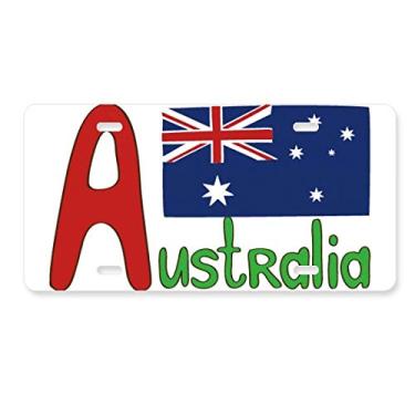 Imagem de DIYthinker Bandeira nacional da Austrália com padrão azul vermelho placa de licença decoração de aço inoxidável para automóveis