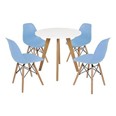 Imagem de Mesa Laura 80cm Branca + 4 Cadeiras Eames Eiffel - Azul Claro