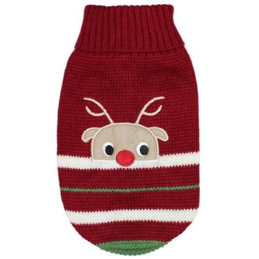 Imagem de Suéter para cães de estimação parisiense para cães pequenos roupas para cães médios jaqueta de inverno roupas para cães cabo de cachorro suéter (G, rena)