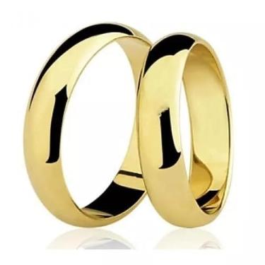 Imagem de Aliança Banhada Ouro 18k 6mm Par Casamento Noivado Tugstenio com Caixa Veludo