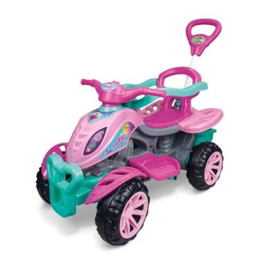 Imagem de Quadriciclo Infantil Feminino Lady Star Rosa +9 Meses com Guia Maral