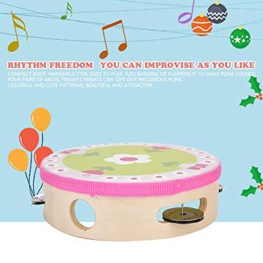 Imagem de Trommel Portátil de Madeira para bebê, Pandeiro de 15 Cm, Tambor de Pandeiro Infantil, Tambor de Mão de Madeira de Bordo, Instrumento de Percussão Musical para Festa Infantil,