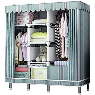 Imagem de Armário De Quarto Com Zíper, Armário Totalmente Fechado, Quarto Doméstico, Armário De Pano Simples, Aluguel De Sala, Armário De Armazenamento Montado, Azul Uomun,172 * 143 * 45Cm,YUYANAIAI