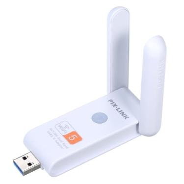 Imagem de Adaptador WiFi USB sem fio Dual Band 2.4G (até 300Mbps) e 5G (até 866Mbps)/2 antenas de alto ganho/Alta segurança/Plug&Play Branco