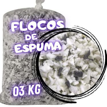 Imagem de Flocos de Espuma para enchimento de Puff Travesseiros Amofada Artesanatos Espuma Flocada 3kg