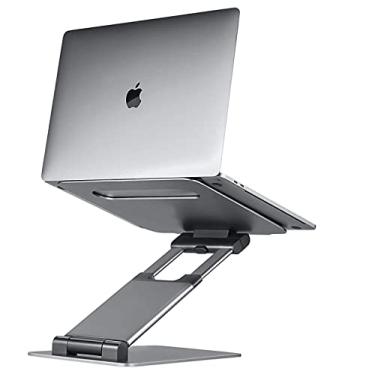 Imagem de Suporte para laptop dobrável, suporte de alumínio portátil para laptop ajustável para mesa para MacBook Pro/Air, HP, Lenovo, Sony, Dell, mais laptops de 10 a 17 polegadas (cinza)