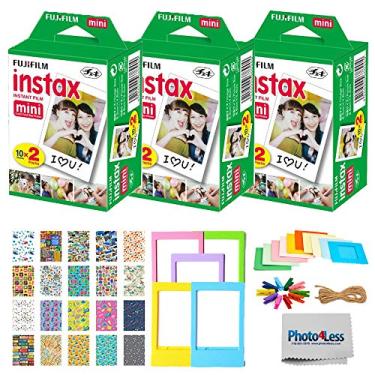 Imagem de Fujifilm Instax Mini Pacote Duplo Filme Instantâneo (60 Exposições) + Adesivos de Viagem + 5 Molduras Coloridas + Molduras Penduradas + Pano de Limpeza