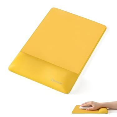 Imagem de UnivoColors Design - Almofada de mouse para descanso de pulso, painel deslizante de mouse PE + pele de carneiro artificial + espuma viscoelástica + gel ergonômico + antiderrapante, suporte de