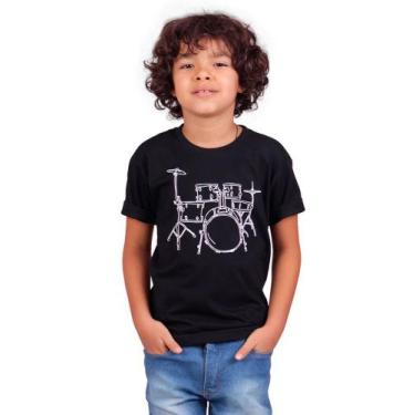 Imagem de Camiseta Infantil Bateria Line Drum Preta - Art Rock