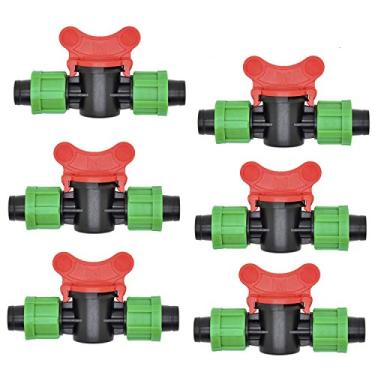 Imagem de JIELUO (Pacote com 6) Tubo de irrigação por gotejamento Válvula de desligamento universal de 1/5.1 cm - Conector Perma Encaixe de travamento farpado - Serve para todas as marcas Tubo AG de fita