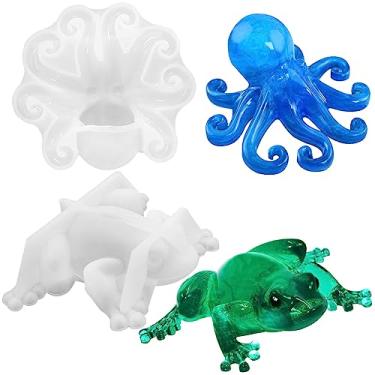 Imagem de 2 moldes de resina de sapo de polvo, animais FineGood 3D, moldes de resina epóxi, faça-você-mesmo, moldes de fundição de resina de silicone para decoração de casa, ornamento de mesa
