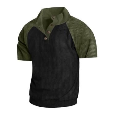 Imagem de IFFANY Camiseta masculina de veludo cotelê de manga curta, gola redonda, caimento justo, casual, ao ar livre, gola alta, F, XXG