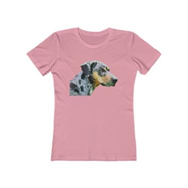 Imagem de Catahoula 'Clancy' - Camiseta feminina de algodão torcido da Doggylips, Rosa claro sólido, P