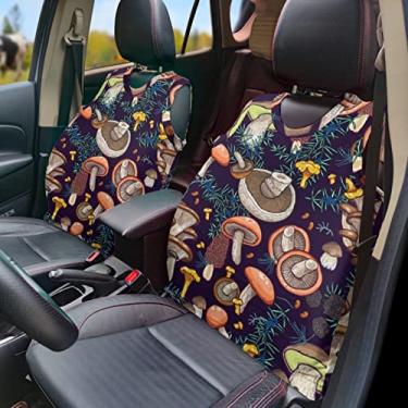 Imagem de GOSTONG Colete de capa de assento de carro com estampa de cogumelo vintage, protetor de veículo antiderrapante durável para homens e mulheres