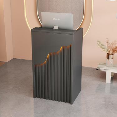 Imagem de Balcão de recepção, balcão de estações, caixa em forma de L, balcão de check-out, balcão, simples e moderno, restaurante, pequena recepção, pequena loja, caixa simples para sala de recepção