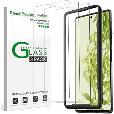 Imagem de Película de vidro temperado amFilm (pacote com 3) para Google Pixel 6, 0,26 mm de espessura HD transparente, sem bolhas