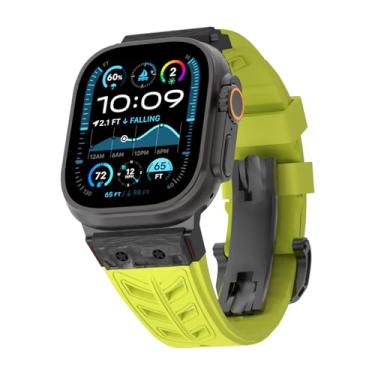Imagem de Pulseira de fibra de carbono embutida para Apple Watch 46 mm, 49 mm, 45 mm, 44 mm, fluoroelastômero (FKM) pulseira esportiva à prova de suor para iWatch série 10 9 Ultra 2 SE 8 7 6 5 4 3 2 1 pulseira