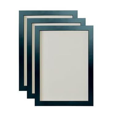 Imagem de Kit 3 Molduras 50x70Cm Com Fundo Sem Vidro Poster Foto Retrato Certificado Azulejo Decoração (Preto)