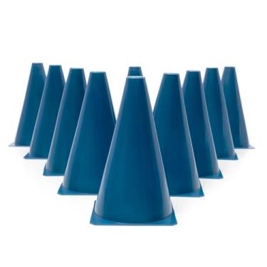 Imagem de 10 Cones Demarcatórios P/treinamento Ginastica Fisioterapia (Azul, G)