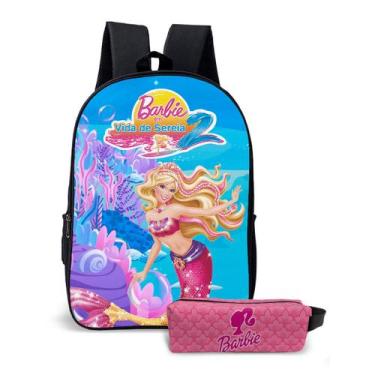 Imagem de Kit Mochila com Estojo Escolar Feminina da Barbie Para Meninas Mundo R