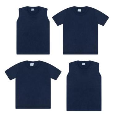 Imagem de Kit Camiseta e Regata Básica Infanto Juvenil Algodão 4 peças - Aymee, 