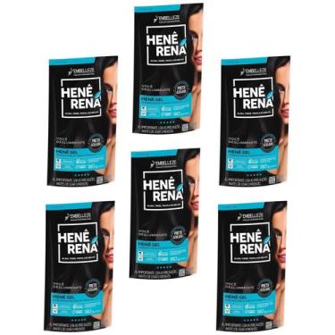 Imagem de Hene em Gel Rená Preto Azulado (Preto Forte) 03x180gr Alisa, tinge e D