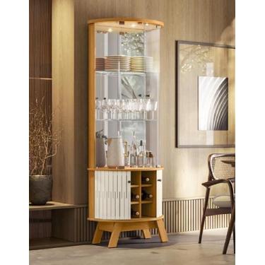 Imagem de Cristaleira Marina Com Espelho e Luminária de Led nas Prateleiras Cina